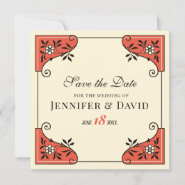 日付フローラフレームエレガントCC1250ヴィンテージの保存 招待状