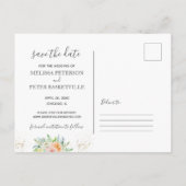 日付フローラ水色ピンクのポストカードを保存 案内ポストカード (裏面)