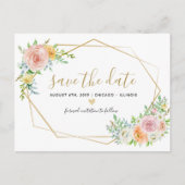 日付フローラ水色ピンクのポストカードを保存 案内ポストカード (正面)