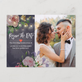 日付フローラ結婚の延期写真の再保存 案内ポストカード