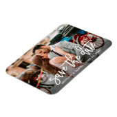 日付ブラシスクリプトモダンのカップルの写真を保存 マグネット (左側)