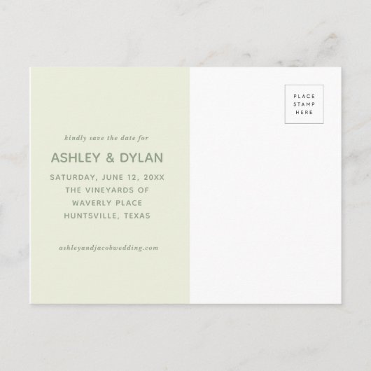 日付ブラシスクリプモダントの保存（緑） 案内ポストカード (裏面)