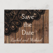 日付ブラックレースとフェイク木材を保存 案内ポストカード (正面)