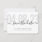 日付ブロックの書モダン跡の灰色の黒を保存 出欠カード (正面)