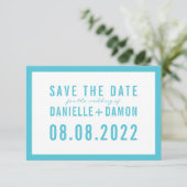 日付ブロックシンプルタイプの青モダン色を保存 出欠カード (スタンド正面)