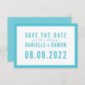 日付ブロックシンプルタイプの青モダン色を保存 出欠カード (正面/裏面)