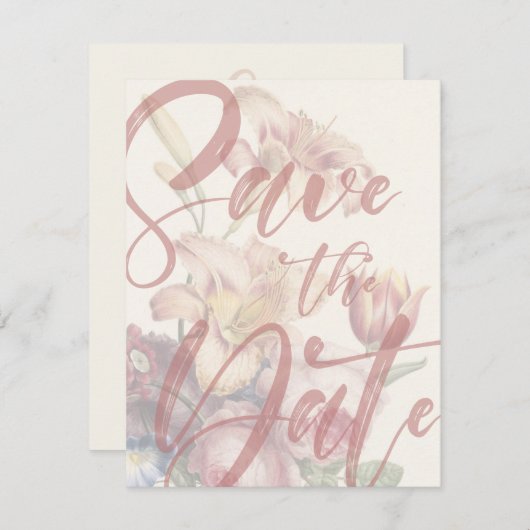 日付ブーケテンプレートの保存 セーブザデート (正面/裏面)