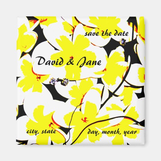 日付ブーケ磁石を保存する マグネット (正面)