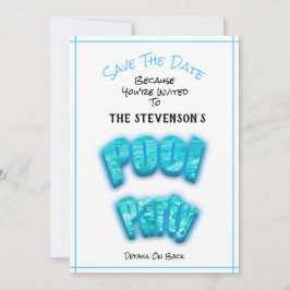 日付プールの保存パーティー誕生日招待状ホワイト セーブザデート