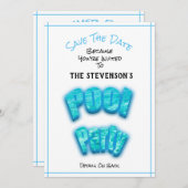 日付プールの保存パーティー誕生日招待状ホワイト セーブザデート (正面/裏面)