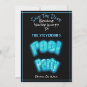 日付プールの誕生日パーティのパーティー招待を保存します セーブザデート (正面)