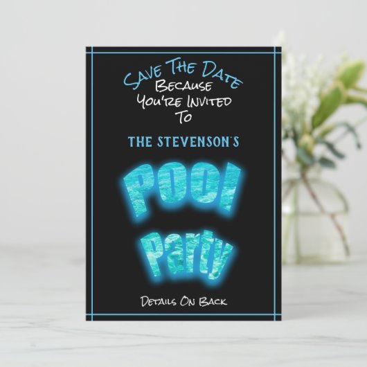 日付プールの誕生日パーティのパーティー招待を保存します セーブザデート (スタンド正面)