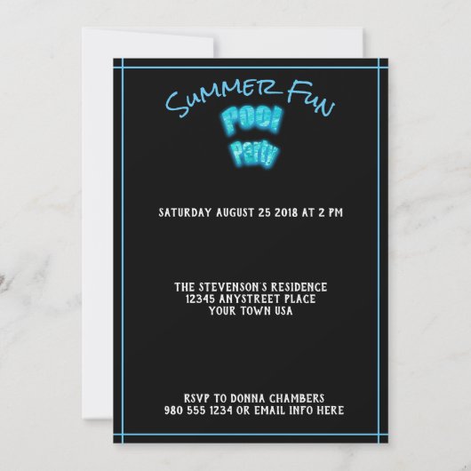 日付プールの誕生日パーティのパーティー招待を保存します セーブザデート (裏面)