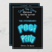 日付プールの誕生日パーティのパーティー招待を保存します セーブザデート (正面/裏面)