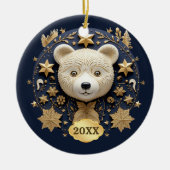日付ベアークリスマスオーナメント セラミックオーナメント (正面)