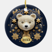 日付ベアークリスマスオーナメント セラミックオーナメント (裏面)