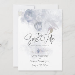 日付ボヘミアンダスティブルーフローラを保存 招待状