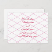 日付ポストカードを保存する，ピンクのキルティングクロス 案内ポストカード (正面/裏面)