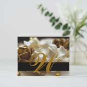 日付ポストカード金ゴールドとクリームモノグラムの保存 案内ポストカード (スタンド正面)