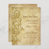 日付ポストカード、装飾的な渦巻きを保存 案内ポストカード (正面/裏面)