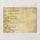 日付ポストカード、装飾的な渦巻きを保存 案内ポストカード (裏面)