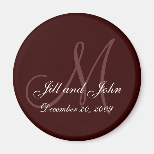 日付マグネットの名とイニシャルの一覧を保存 マグネット (正面)