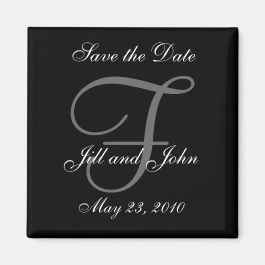 日付マグネットの名とイニシャルの保存 マグネット (正面)