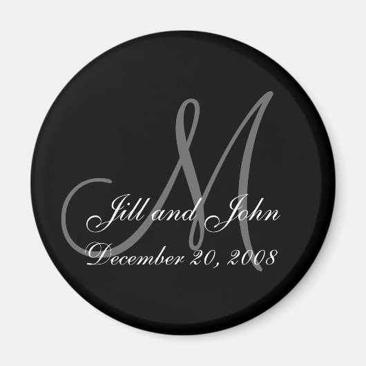 日付マグネットの名とイニシャルの保存 マグネット (正面)