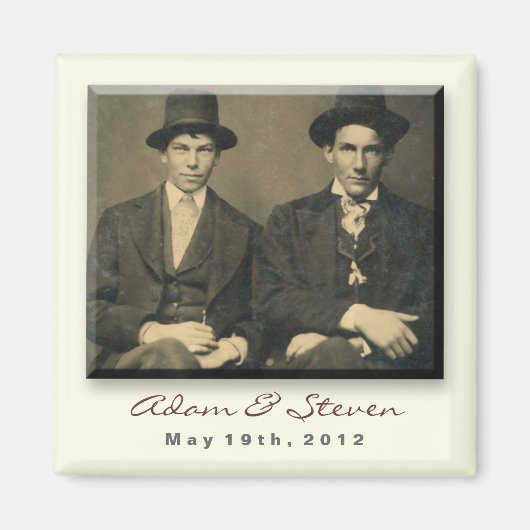 日付マグネットをヴィンテージポートレートで保存 マグネット (正面)