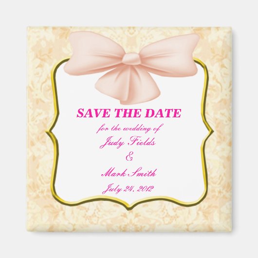 日付マグネットを保存したピンクボウ マグネット (正面)