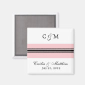 日付マグネットを保存するピンクと黒 マグネット (正面/裏面)