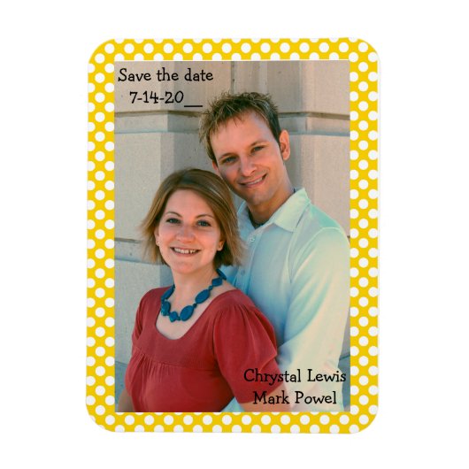 日付マグネットを黄色で保点々のある縁ど存 マグネット (縦)