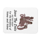 日付マグネットバイクもしくは自転車に乗る人結婚式の保存 マグネット (横)