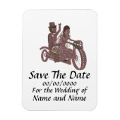 日付マグネットバイクもしくは自転車に乗る人結婚式の保存 マグネット (縦)