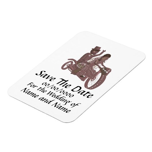 日付マグネットバイクもしくは自転車に乗る人結婚式の保存 マグネット (左側)