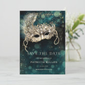 日付マスカレードパーティーの保存 招待状 (スタンド正面)