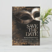 日付マスカレードパーティーの保存 招待状 (スタンド正面)