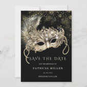 日付マスカレードパーティーの保存 招待状 (正面)