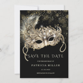 日付マスカレードパーティーの保存 招待状