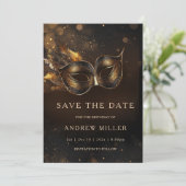 日付マスカレードパーティーの保存 招待状 (スタンド正面)