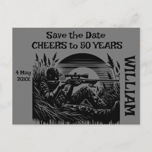 日付ミニマリストハンターを保存 | シーズンポストカード (正面)