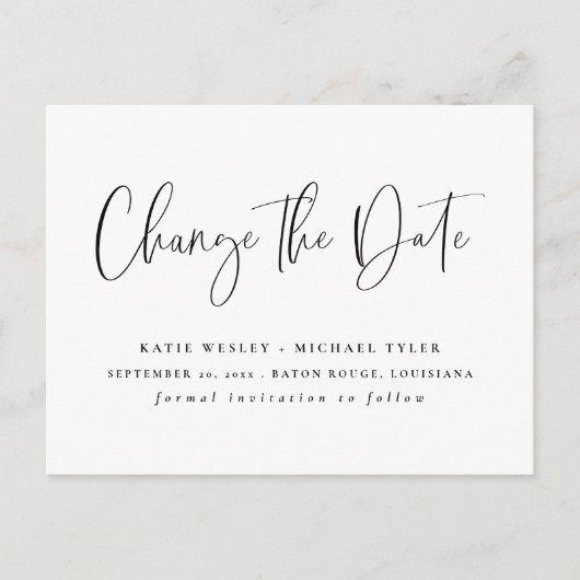 日付ミニマルのお知らせを黒で変更 案内ポストカード (正面)