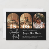 日付ミニマルのアーチを保存 招待状 (正面)