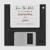 日付ミニマルのレトロを保存おもしろい結婚する マグネット招待状 (正面)