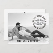 日付ミニマルの写真をモダン保結婚存する 案内ポストカード (正面/裏面)