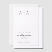 日付ミニマルモダンをイニシャル付きで保存 ベラム紙招待状 (オフセット)