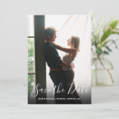 日付モダンのエレガント写真を保存するスクリシンプルプト 招待状 (スタンド正面)
