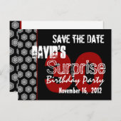 日付モダンのサプライズ30thパーティーV335を保存 案内ポストカード (正面/裏面)