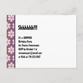 日付モダンのサプライズ50番目の紫の黒を保存 案内ポストカード (裏面)