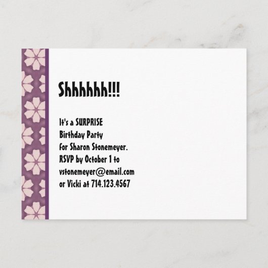 日付モダンのサプライズ50番目の紫の黒を保存 案内ポストカード (裏面)